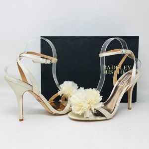 Badgley Mischka Karol Ivory Satin Heeled Sandals